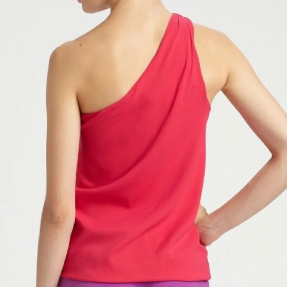 Alice and Olivia Pink Silk Satin One-Shoulder Top - Picture 7 of 10